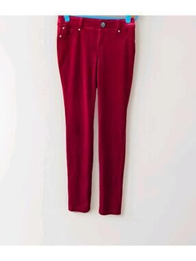 INC Red Velvet Pants Womens Size 4 Stretch Holiday Evening Slim Leg